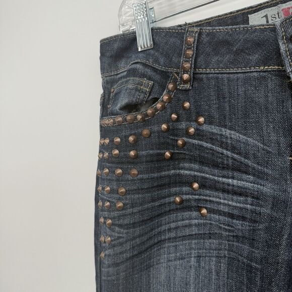 1st Kiss Juniors Y2k Dark Wash Mid Rise Skinny Ankle Jeans Size 9 - Picture 4 of 10